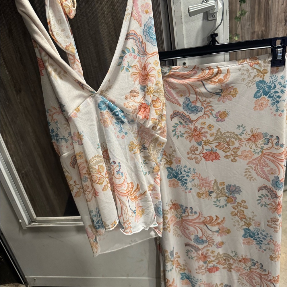 Floral Halter Top and Skirt bathing suit floral cottagecore